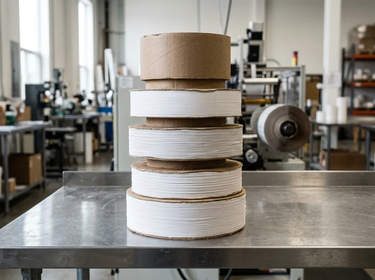 Roll labels wound on cores